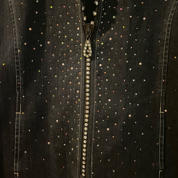 CHRISTINE ALEXANDER swarovoski bling jean jacket large EUC - Picture 3 of 7